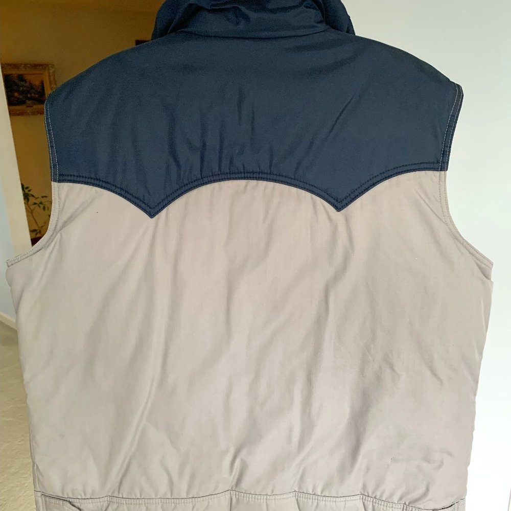 Western style Down Vest, Mens XL, tan/grey and navy